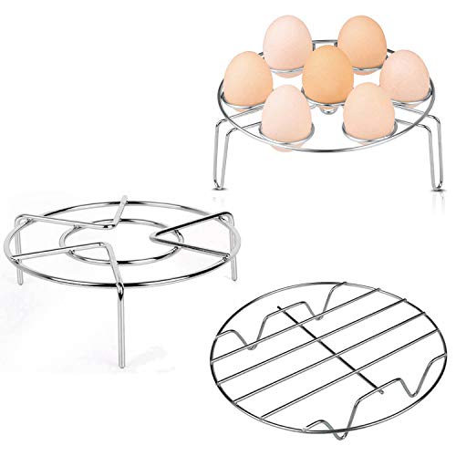 Cestelli per cottura a vapore, Konrisa Acciaio inossidabile Steamer Rack Stand Cestini porta uova Cottura per Pentole a Pressione friggitrice ad aria, set di 3