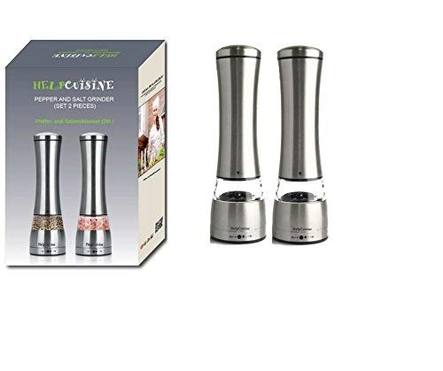 HelpCuisine macina Pepe e Sale, macinino Manuale per Pepe e Sale e spezie, Realizzato in Acciaio Inox di Alta qualità (meccanismo in Ceramica), Design Robusto e Durevole,(Set da 2 macinini)