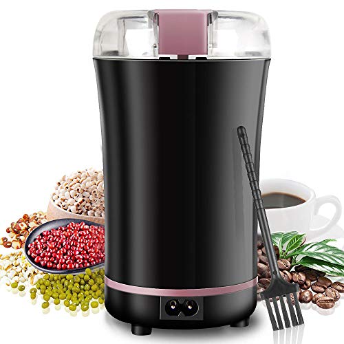 KKTICK Macinacaffè Elettrico, Macinante Caffè Doppia Lama in Acciaio Inox Coffee Grinder per Caffè in Grani, Semi e Spezie Semi Pepe Zucchero Sale