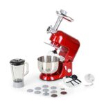 Klarstein Lucia Rossa – robot da cucina , mixer , impastatrice , 1200 W , 5 L , sistema planetario , tritacarne , ganci per pasta , shaker da 1,5 L , velocità regolabile , rosso