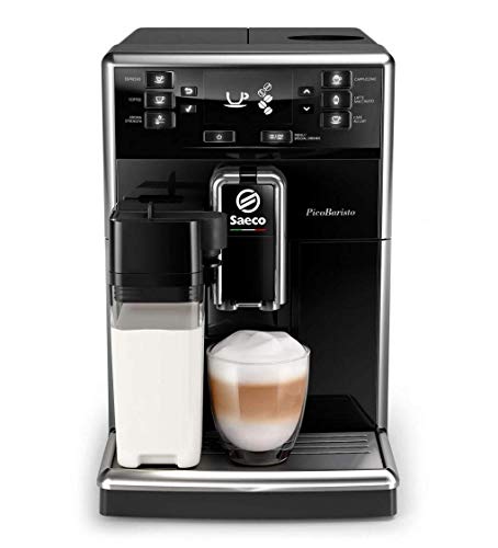 Philips Macchine da caffè Automatiche Saeco PicoBaristo Macchina da caffè Automatica, 10 Bevande, con Macine in Ceramica, Filtro AquaClean, Caraffa Latte Integrata, Nero
