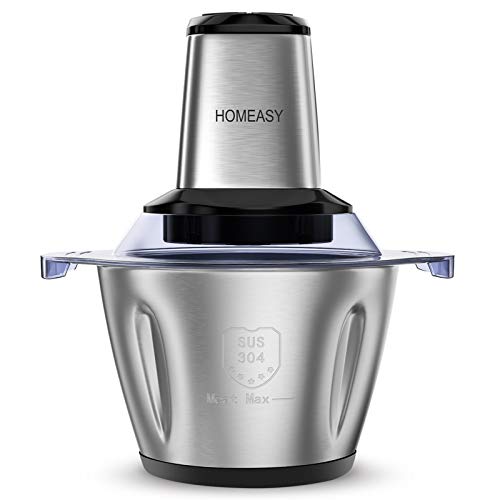 Tritatutto Elettrico, homeasy 2,5L Frullatore Multifunzionale con Ciotola in Acciaio Inox 500W Mini Robot da Cucina per Frutta Verdura Carne Spezie ecc