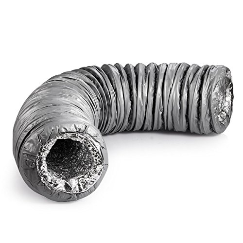 Hon&Guan Isolamento termico e acustico – ø150MM Tubo flessibile di ventilazione Condotti di aerazione in alluminio PVC per mobile climatizzatore, aspiratore aria – lungo 2,5M (ø150mm*2,5m)