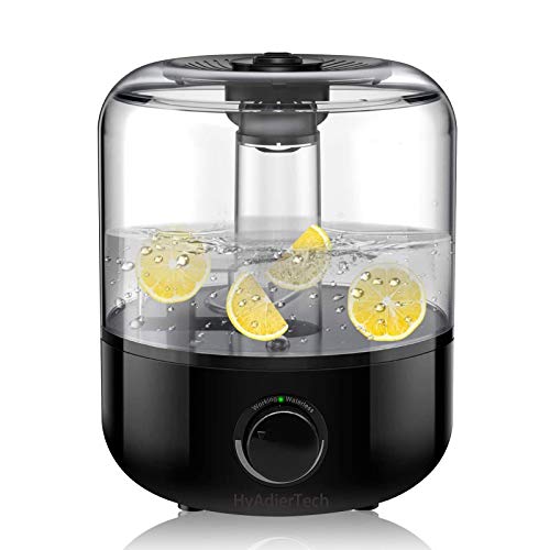 HyAdierTech Umidificatore Ambiente Ultrasuoni , Umidificatore Ultrasuoni a Riempimento Superiore, Purificatore d’Aria, Grande Capacità 3L, Nebbia Fredda Regolabile, Purificatore d’Acqua Incorporato.