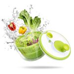Angeer – Spillone per insalata grande, multifunzione, con design senza BPA, impugnatura manuale, con manovella e bloccaggio, per frutta e verdura, asciugacapelli, asciugare e scolare, lattuga