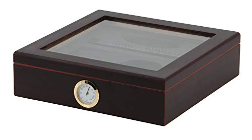 BigSmoke Humidor per Sigari – Cofanetto con Umidificatore, Rivestimento Interno in Cedro Spagnolo, Divisorio, Igrometro Magnetico, Tagliasigari, Posacenere e Coperchio di Vetro – Da 30 – Marrone