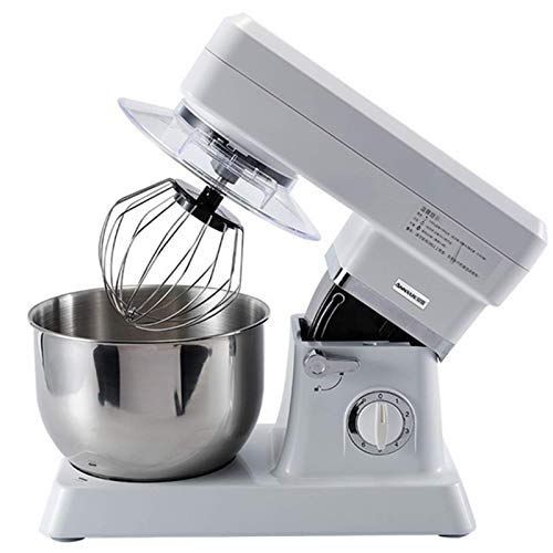 GAOLIGUO Impastatrice 5L, 1200W Robot da Cucina Mixer Multifunzione 6 velocitĂ Sbattitore Elettrico con Gancio a Foglia, Gancio a Spirale e Frusta e Ciotola in Acciaio Inox,Silver