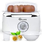 LELLACE Cuoce uova elettrico, 400 W con timer e allarme, cuociuova da 1 a 7 uova per fare uova sode, mollet o passate in acqua, bollitore con ciotola per uova poché.
