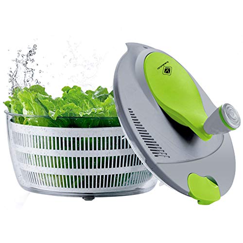 Letton Kalokelvin – Centrifuga per Insalata, capacità 4 l, in plastica, Multicolore (Grigio/Verde), Design Antiscivolo
