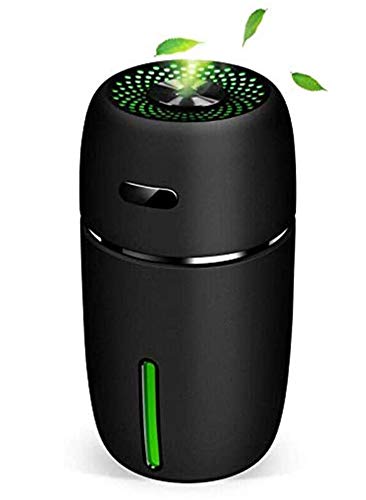 LinTimes Umidificatore Ultrasuoni, Diffusore di Aroma da 200 ml Luce a 7 Colori a LED per Camera da Letto/ Soggiorno/ Auto – Nero Interfaccia USB