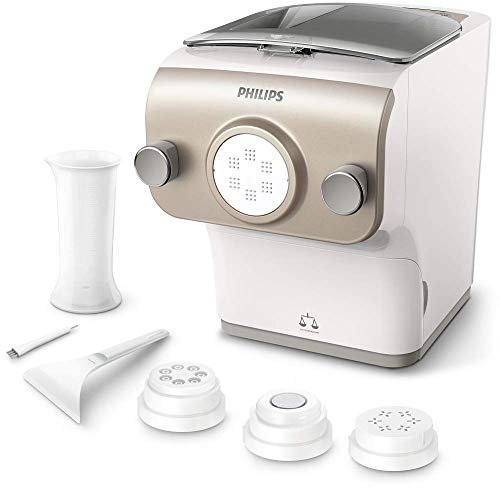 Philips Avance Collection Plus Pasta Paker con Bilancia Integrata, 4 Trafile, 200 W, Plastica, Bianco/Champaign