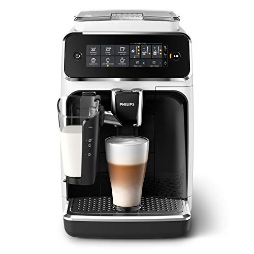 Philips Serie 3200 EP3243/50 Macchina da Caffè Automatica, 5 Bevande, con Macine in Ceramica, Filtro AquaClean, Caraffa LatteGo, 1500 W, 1.8 Litri, Bianco/Nero