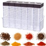 Plastica trasparente spezie box LLMZ set di 6 barattoli per spezie condimento Campeggio Barbecue Contenitori di stoccaggio Rack per spezie Forniture per Cucina