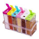RAING Designer creativo 6 Piece Spice jar colorato scatola di condimento cucina condimento contenitore di stoccaggio con vassoio e 2 tipi di fori di uscita