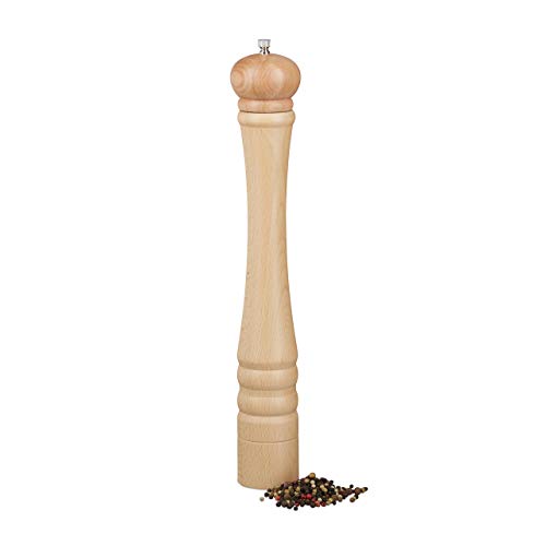 Relaxdays 10020593_126 Macina-pepe Legno Macinino in Ceramica Grande HxLxP: 40 x 6 x 6 cm, Design Classico, Beige