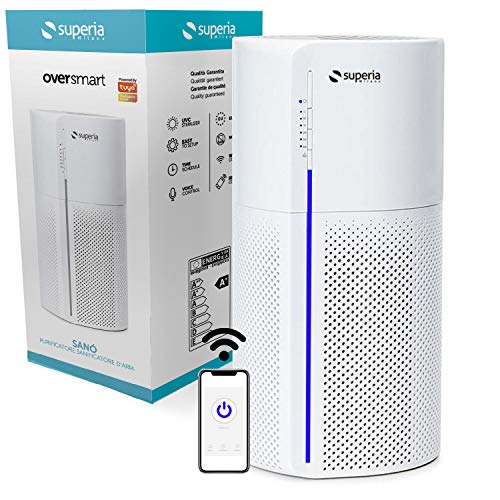 Superia Sanò | Purificatore d’aria con Sanificatore UVC, Funzioni Smart Alexa, Google Home | Filtro HEPA 11 in dotazione