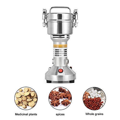 TOPQSC Portatile Elettrico Grinder per Cereali 220V Alta Velocità Cereali Grinder 28000RPM Acciaio Inossidabile 3 Lame Timing Rettificatrice Pulverizer Machine Robot da Cucina per Caffè Alle Erbe