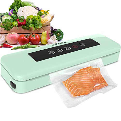 Wancle Macchina Sottovuoto per Alimenti – Automatica Sigillatore Sottovuoto Macchina per Alimenti Sia Secchi Che Umidi – Funzionamento con un Tasto con Spia LED – con 10 Sachetti Sottovuoto – 110W