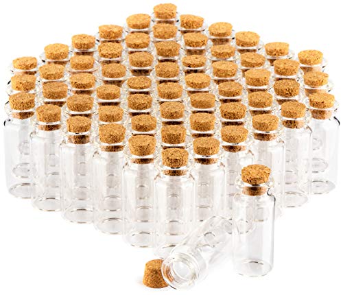 com-four® barattolo di spezie 60x con tappi di sughero, fiale di vetro mini, set di barattoli di caramelle, stoccaggio di oli, spezie, erbe o tè circa 10 ml (060 pezzi)