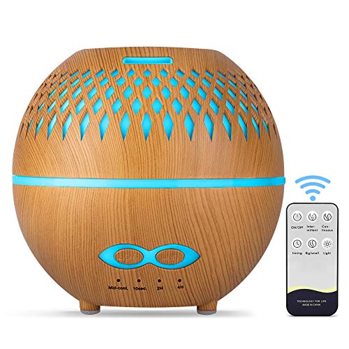 tronisky Diffusore di Oli Essenziali, 400ml Diffusore di Aromi Ultrasuoni Umidificatore Ambiente Bambini con 7 Colori LED Aroma Diffusore di Profumo per Yoga, Spa, Camera da Letto, Soggiorno