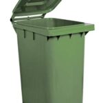 Bidone carrellato per la raccolta differenziata rifiuti Mobil Plastic 240 Lt per uso esterno – verde (UNI EN 840)