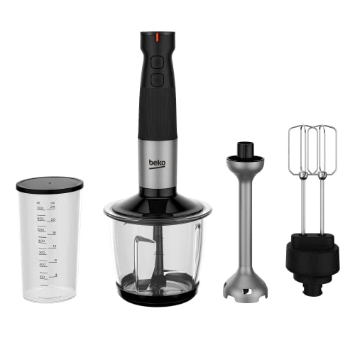 Beko – HBA81762BX – Set Frullatore ad Immersione Sirius Line, Bicchiere Graduato 700 ml, 750 Watt, con Tritatutto 2 Lame Acciaio Inox, Mixer, Doppia Frusta – Nero
